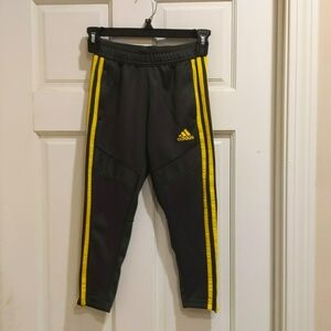 Adidas boy's pants 2xs gray yellow stripes